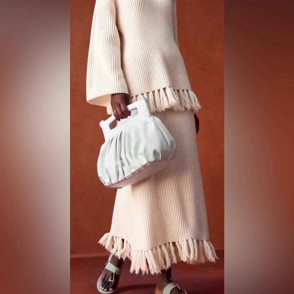 Cream Knit Turtleneck Sweater and Skirt Set - Picture 3 of 3